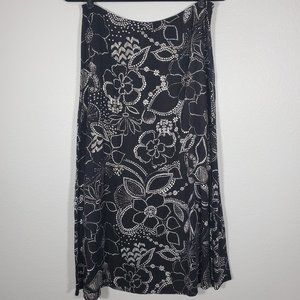 Black and White Long A-Line Skirt